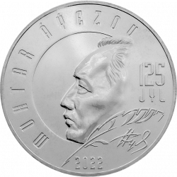 Мухтар Ауэзов — 125 лет. 100 тенге, 2022; мельхиор, BU.